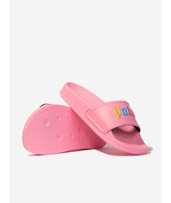 Palm Angels Girls Colours Logo Pool Sliders in Pink votre