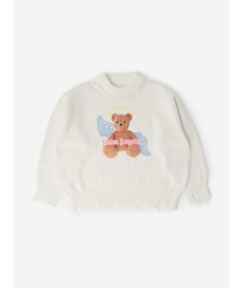 Palm Angels Girls Bear Angel Sweatshirt in White 2024