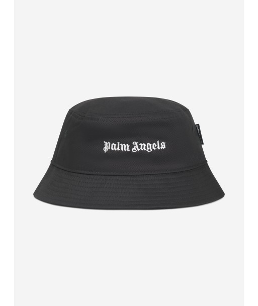 Palm Angels Girls Logo Bucket Hat in Black en stock