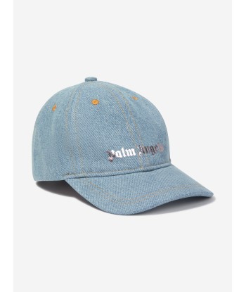 Palm Angels Girls Logo Stone Denim Baseball Cap in Blue En savoir plus