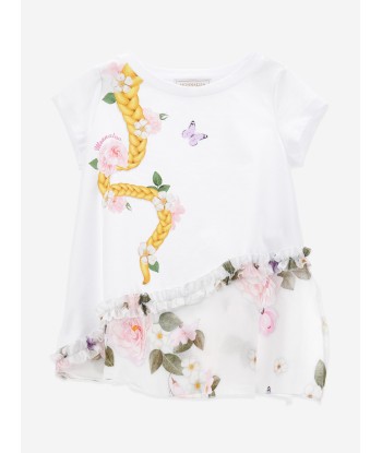 Monnalisa Girls Floral Maxi T-Shirt in White pas cheres