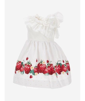 Monnalisa Girls Strawberry One Shoulder Dress in White 50% de réduction en Octobre 2024