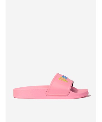 Palm Angels Girls Colours Logo Pool Sliders in Pink votre