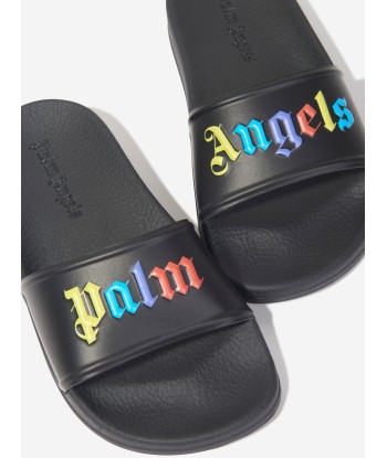 Palm Angels Girls Colours Logo Pool Sliders in Black à prix réduit toute l'année