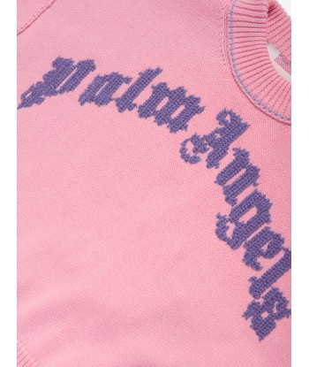 Palm Angels Girls Curved Logo Sweatshirt in Pink offre 