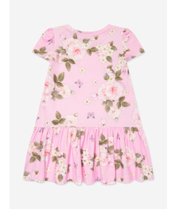 Monnalisa Girls Daisy Jersey Dress in Pink rembourrage situé sous