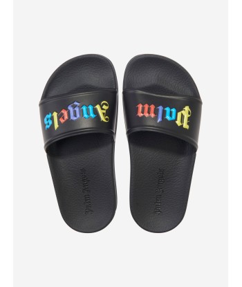 Palm Angels Girls Colours Logo Pool Sliders in Black à prix réduit toute l'année