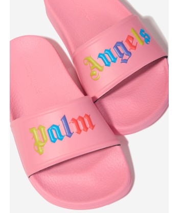 Palm Angels Girls Colours Logo Pool Sliders in Pink votre