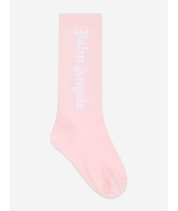 Palm Angels Girls Logo High Socks in Pink destockage