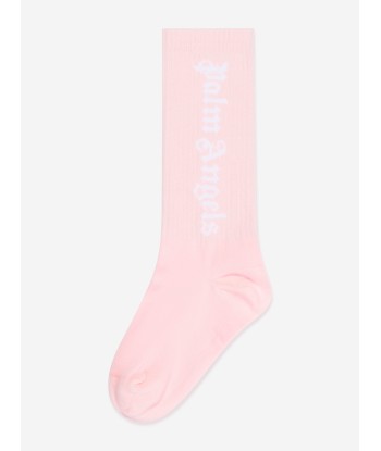 Palm Angels Girls Logo High Socks in Pink destockage