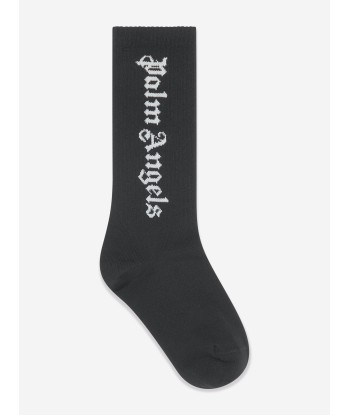 Palm Angels Girls Logo High Socks in Black ouvre sa boutique