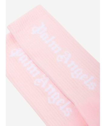 Palm Angels Girls Logo High Socks in Pink destockage