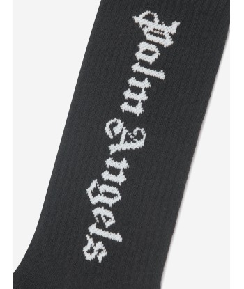 Palm Angels Girls Logo High Socks in Black ouvre sa boutique