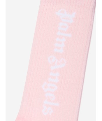 Palm Angels Girls Logo High Socks in Pink destockage