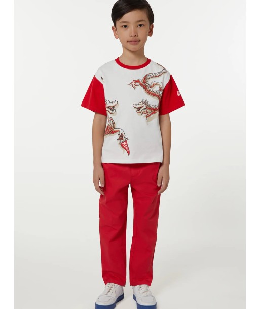 KENZO Boys Embroidered Badge Trousers in Red Profitez des Offres !