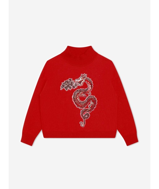 KENZO Girls Knitted Dragon Jumper in Red la colonne vertébrale