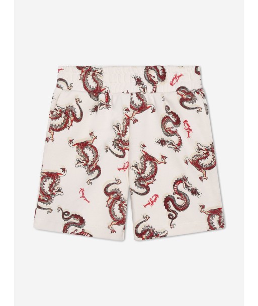 KENZO Boys Dragon Print Shorts in Ivory pour bénéficier 