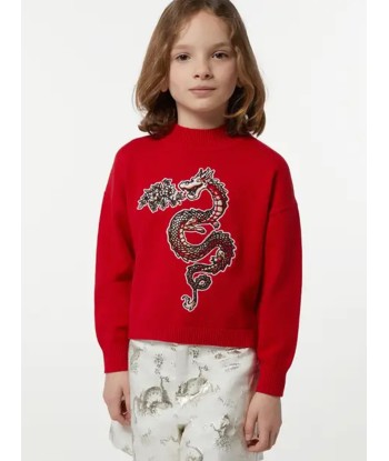 KENZO Girls Knitted Dragon Jumper in Red la colonne vertébrale