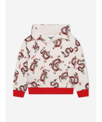 KENZO Kids Dragon Print Hoodie in Ivory Les magasins à Paris