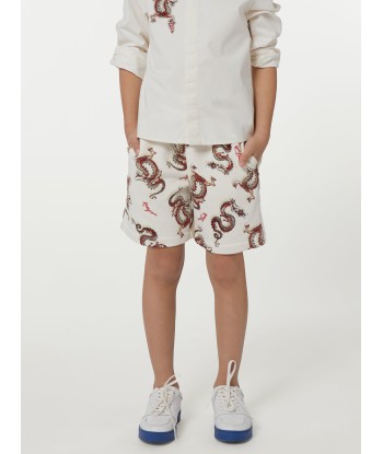 KENZO Boys Dragon Print Shorts in Ivory pour bénéficier 