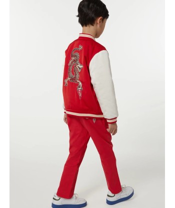 KENZO Boys Embroidered Badge Trousers in Red Profitez des Offres !