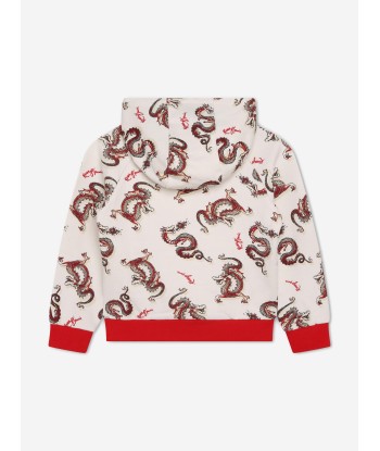 KENZO Kids Dragon Print Hoodie in Ivory Les magasins à Paris