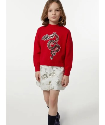 KENZO Girls Mettallic Dragon Print Shorts in Ivory Pour