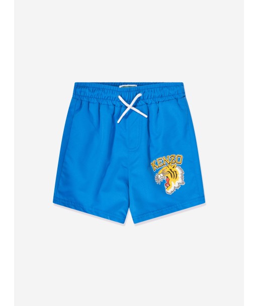 KENZO Boys Tiger Logo Swim Shorts in Blue Véritable concentré