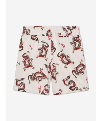 KENZO Boys Dragon Print Shorts in Ivory pour bénéficier 