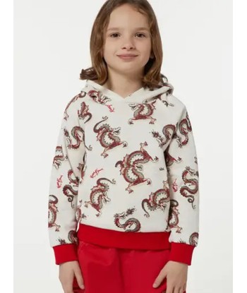 KENZO Kids Dragon Print Hoodie in Ivory Les magasins à Paris