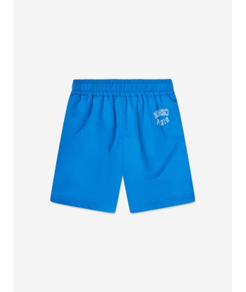 KENZO Boys Tiger Logo Swim Shorts in Blue Véritable concentré