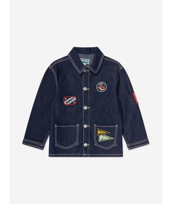 KENZO Boys Embroidered Denim Jacket in Blue shop