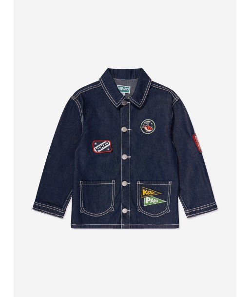 KENZO Boys Embroidered Denim Jacket in Blue shop