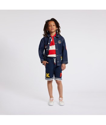 KENZO Boys Embroidered Denim Jacket in Blue shop