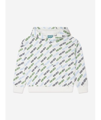 KENZO Boys Logo Print Hoodie in Ivory Véritable concentré