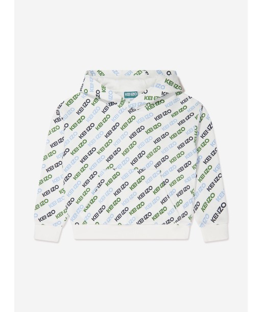 KENZO Boys Logo Print Hoodie in Ivory Véritable concentré