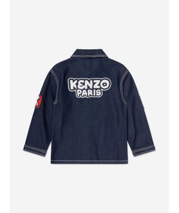 KENZO Boys Embroidered Denim Jacket in Blue shop