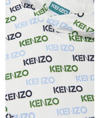 KENZO Boys Logo Print Hoodie in Ivory Véritable concentré