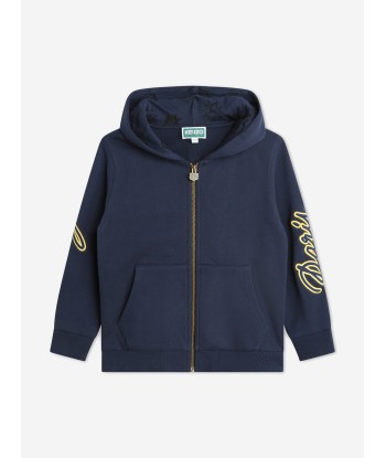 KENZO Boys Embroidered Zip Up Top in Navy d'Europe débarque