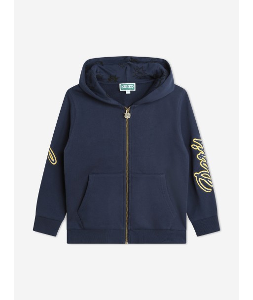 KENZO Boys Embroidered Zip Up Top in Navy d'Europe débarque