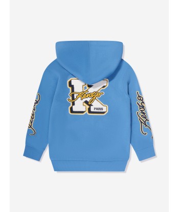 KENZO Boys Embroidered Zip Up Top in Blue de pas cher