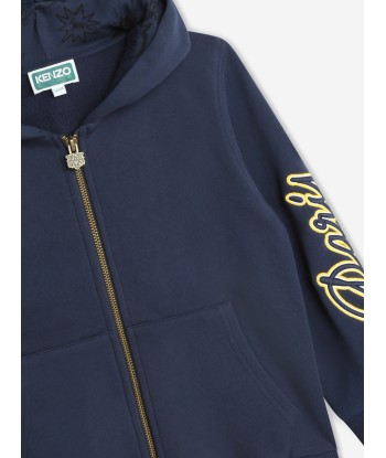 KENZO Boys Embroidered Zip Up Top in Navy d'Europe débarque