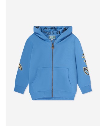 KENZO Boys Embroidered Zip Up Top in Blue de pas cher