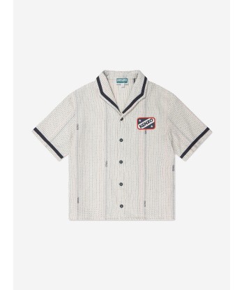 KENZO Boys Embroidered Shirt in Ivory la chaussure