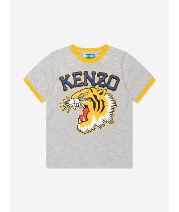 KENZO Boys Tiger Logo T-Shirt in Grey online