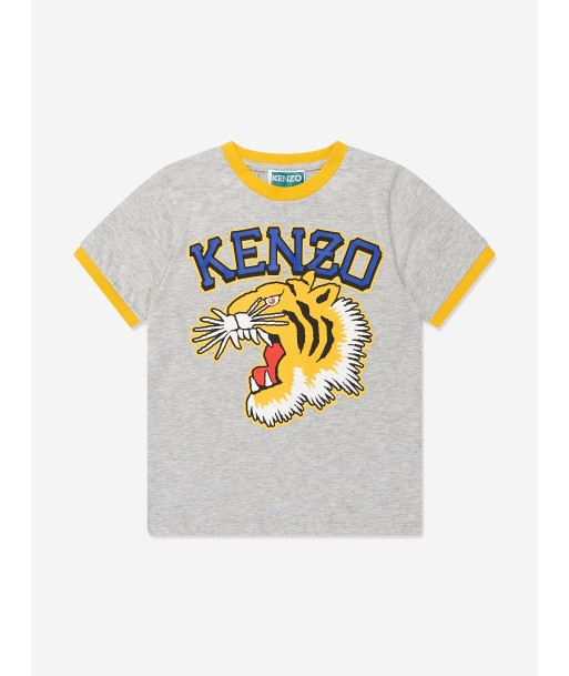 KENZO Boys Tiger Logo T-Shirt in Grey online