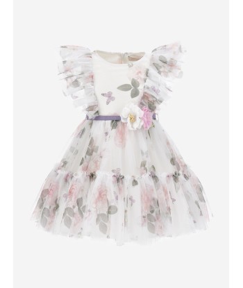 Monnalisa Girls Floral Tulle Dress in White En savoir plus