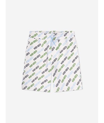 KENZO Boys Logo Print Bermuda Shorts in Ivory 2023