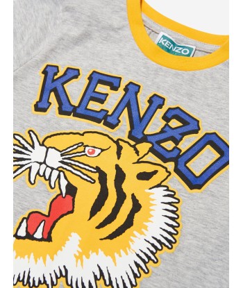 KENZO Boys Tiger Logo T-Shirt in Grey online