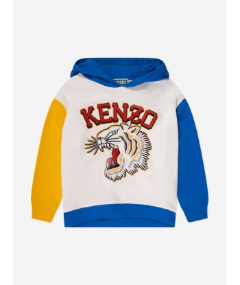 KENZO Boys Tiger Logo Hoodie in Ivory commande en ligne